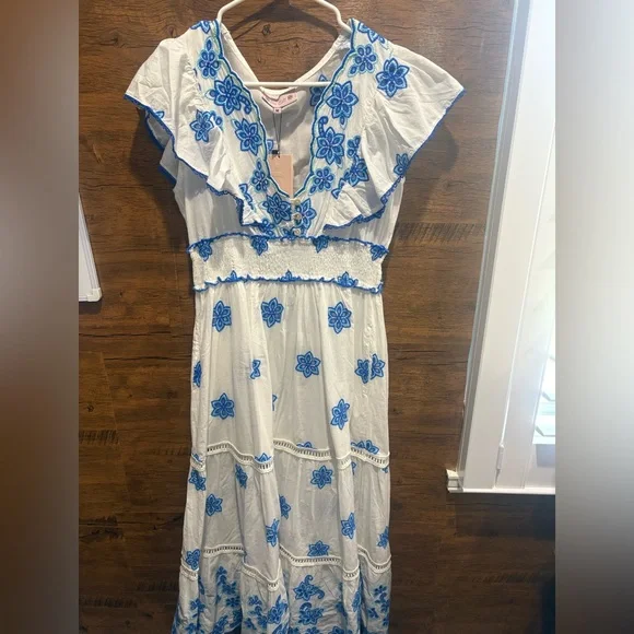 Piti Cuiti White and Blue Floral Maxi Dress - Picture 3 of 13